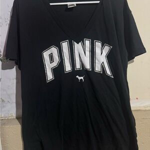 PINK Victoria's Secret Black V-Neck Tee